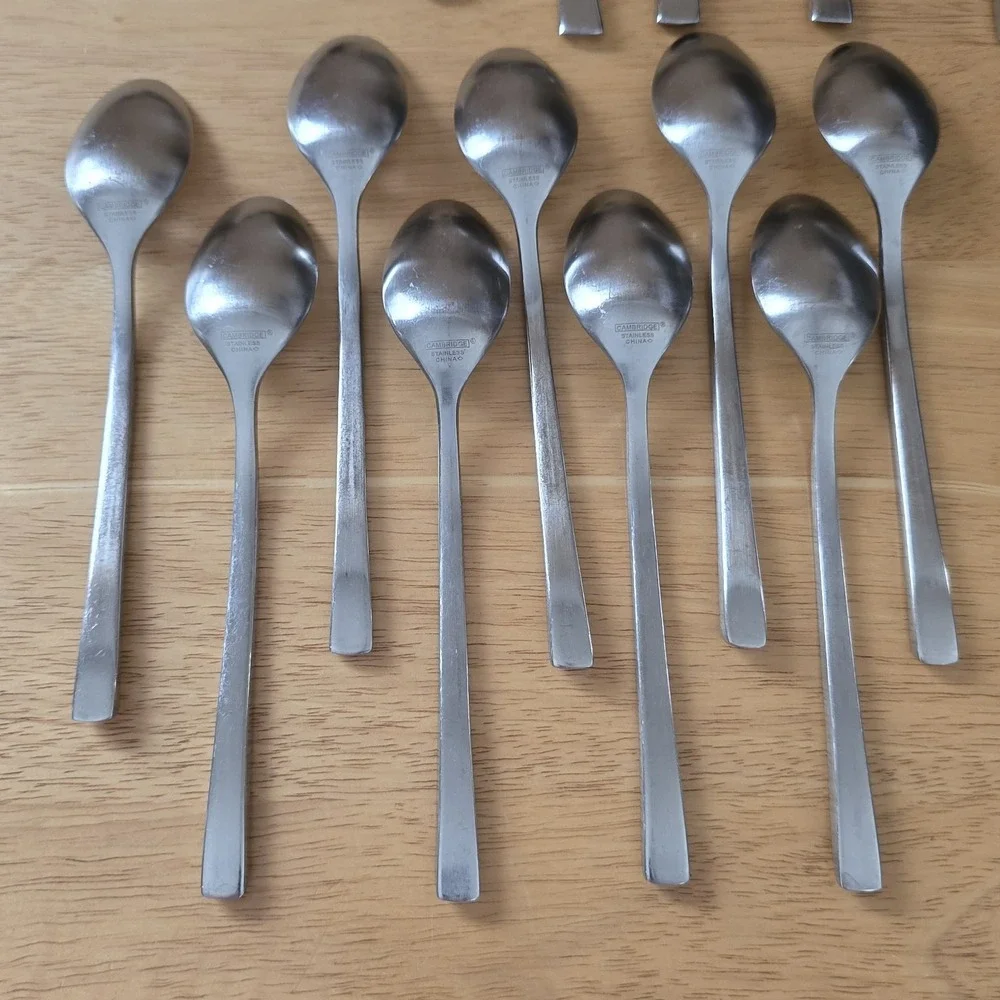 Cambridge Stainless Flatware Service for 9 Satin Tapered Handles 45 Piece Set